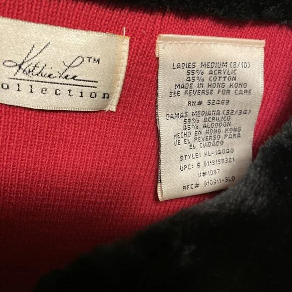 Vintage Kathie Lee Collection Button Up Red Blouse w/Black Collar Size M (8/10) - Picture 3 of 3